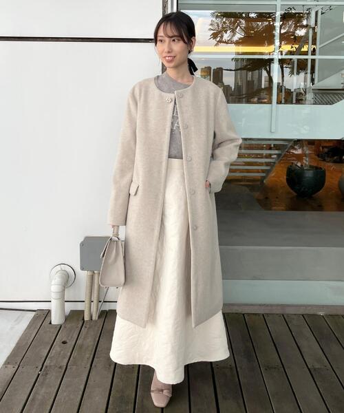 couture brooch（クチュールブローチ）の「【洗える】リーフジャカード フレアスカート（スカート・レディース・ブラック/オフホワイト・38/40/36/42）」の8枚目の写真