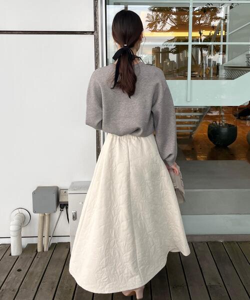 couture brooch（クチュールブローチ）の「【洗える】リーフジャカード フレアスカート（スカート・レディース・ブラック/オフホワイト・38/40/36/42）」の10枚目の写真