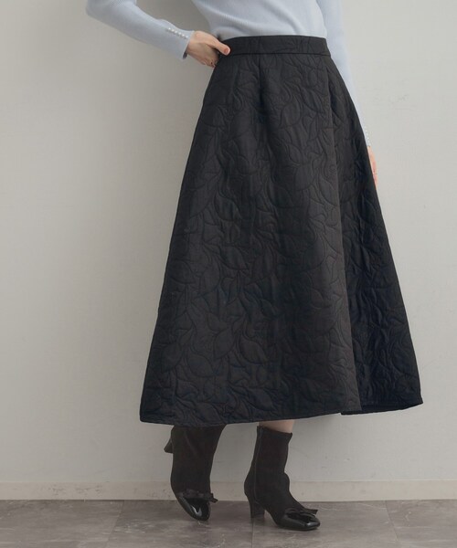 couture brooch（クチュールブローチ）の「【洗える】リーフジャカード フレアスカート（スカート・レディース・ブラック/オフホワイト・38/40/36/42）」の6枚目の写真