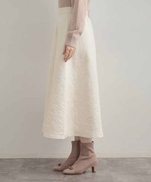 couture brooch（クチュールブローチ）の「【洗える】リーフジャカード フレアスカート（スカート・レディース・ブラック/オフホワイト・38/40/36/42）」の22枚目の写真