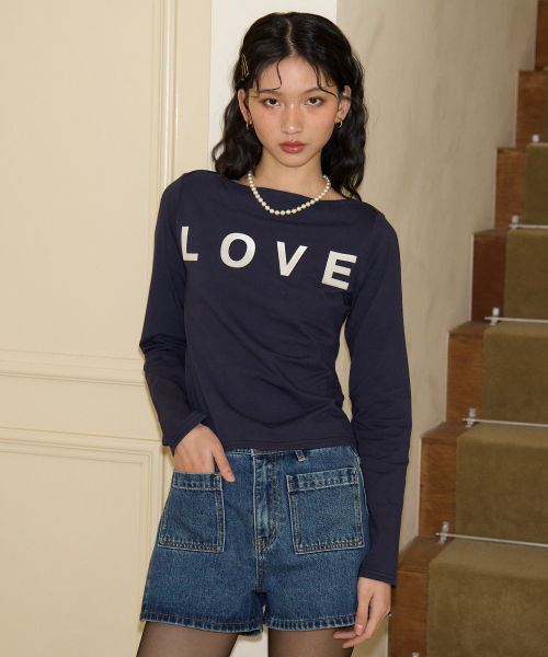 SALON DE YOHN(サロンドヨーン)の「Love Boat Neck T_ Navy(Tシャツ/カットソー・レディース・その他・SMALL/MEDIUM)」の2枚目の写真