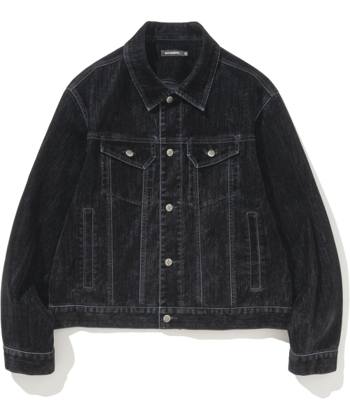 NOT4NERD(ノットフォーナード)の「4 Symbol Velvet Like Denim Trucker Jacket - Black(デニムジャケット・レディース・その他・LARGE/X-LARGE/MEDIUM)」の2枚目の写真