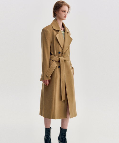 KIMZISU(キムジス)の「WIDE COLLAR OVERSIZED DOUBLE WOOL COAT - CAMEL(チェスターコート・レディース・キャメル・OS)」の2枚目の写真