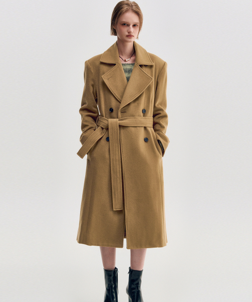 KIMZISU(キムジス)の「WIDE COLLAR OVERSIZED DOUBLE WOOL COAT - CAMEL(チェスターコート・レディース・キャメル・OS)」の6枚目の写真
