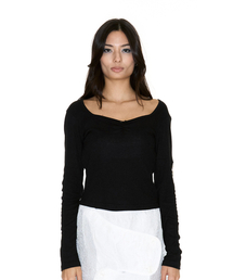 HERAT NECK T-SHIRT WITH SEASHELL BLACK