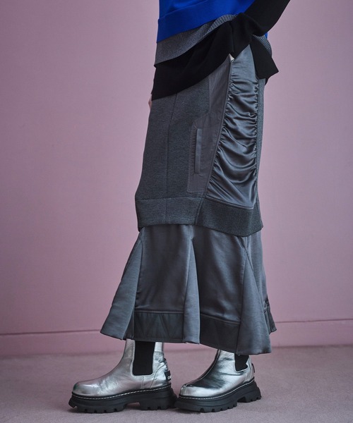 SATIN LAYERED CUT SK（スカート）｜OMMO（オーエムエムオー）の