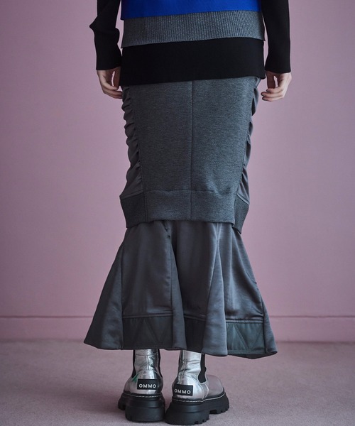 SATIN LAYERED CUT SK（スカート）｜OMMO（オーエムエムオー）の