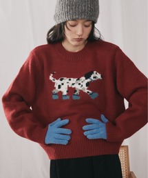 MERLOT | ダルメシアンジャガードニット(ニット/セーター)