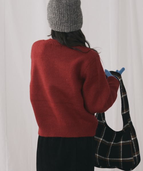 MERLOT(メルロー)の「ダルメシアンジャガードニット(ニット/セーター・レディース・ネイビー/レッド・FREE)」の9枚目の写真