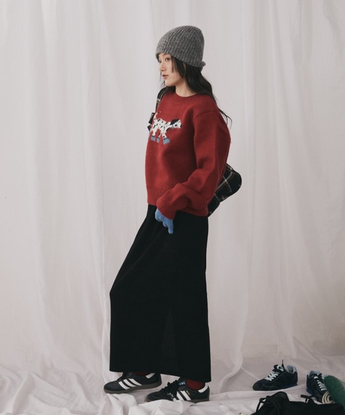 MERLOT(メルロー)の「ダルメシアンジャガードニット(ニット/セーター・レディース・ネイビー/レッド・FREE)」の12枚目の写真