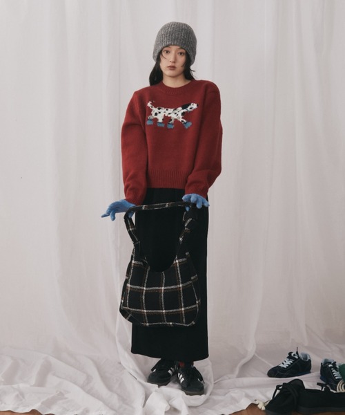 MERLOT(メルロー)の「ダルメシアンジャガードニット(ニット/セーター・レディース・ネイビー/レッド・FREE)」の11枚目の写真