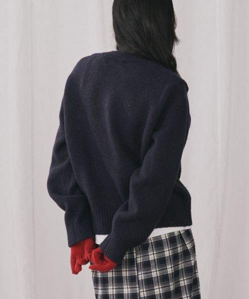 MERLOT(メルロー)の「ダルメシアンジャガードニット(ニット/セーター・レディース・ネイビー/レッド・FREE)」の16枚目の写真