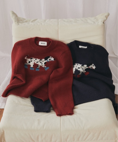 MERLOT(メルロー)の「ダルメシアンジャガードニット(ニット/セーター・レディース・ネイビー/レッド・FREE)」の5枚目の写真