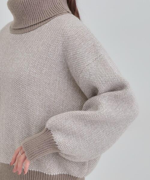 SHOO・LA・RUE（シューラルー）の「【S-LL】さりげないラメ感 配色ジャカード タートルネックニット（ニット/セーター・レディース・ブラック/ブラウン系/ライトグレー/ワインレッド・01/02/03/04）」の13枚目の写真