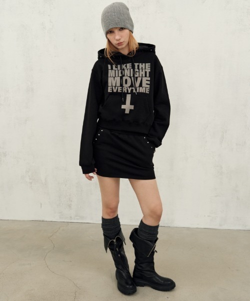 Midnight Move(ミッドナイトムーブ)の「A'GEM/9 × .kom 『MIDNIGHT MOVE/ミッドナイトムーブ』like hood/ライクフードプルオーバーパーカー(パーカー・レディース・グレー/ブラック・FREE)」の11枚目の写真