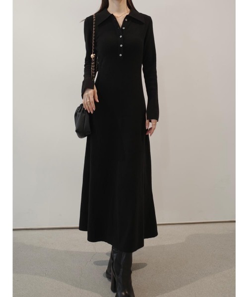 amel（エイメル）の「ポロネックスリットスリーブドレス / ブラック（ワンピース・レディース・ブラック・FREE）」の2枚目の写真