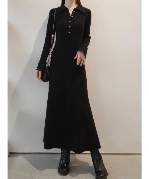 amel（エイメル）の「ポロネックスリットスリーブドレス / ブラック（ワンピース・レディース・ブラック・FREE）」の5枚目の写真