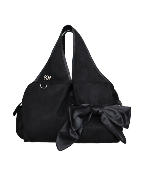 Bow Shoulder Bag (Suede Black)