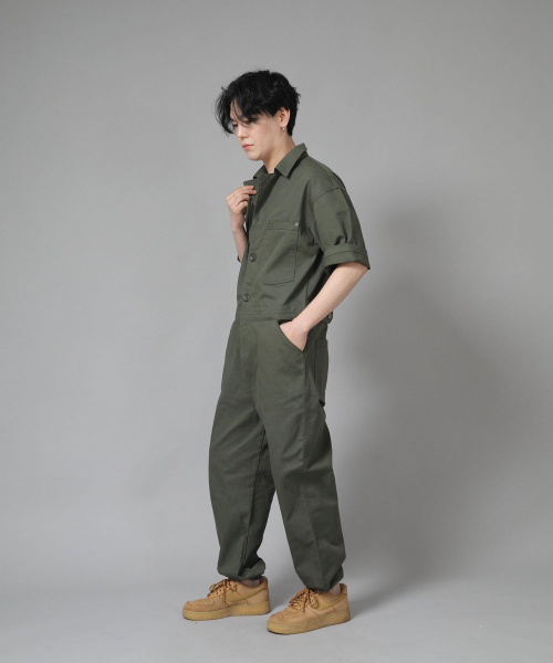 SAINTCREW（セントクルー）の「センスワーカー テーパード半袖ジョガージャンプスーツ SWT-512 カーキ（つなぎ/オールインワン・レディース・その他・MEDIUM/LARGE/X-LARGE）」の6枚目の写真