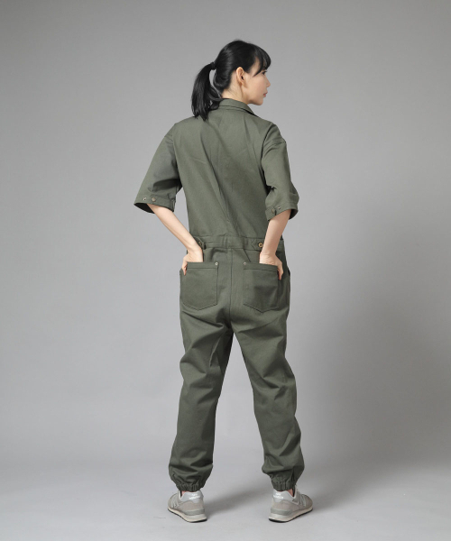 SAINTCREW（セントクルー）の「センスワーカー テーパード半袖ジョガージャンプスーツ SWT-512 カーキ（つなぎ/オールインワン・レディース・その他・MEDIUM/LARGE/X-LARGE）」の9枚目の写真