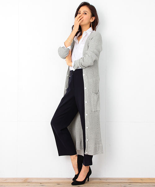 B:MING by BEAMS（ビーミングバイビームス）の「ビーミング by ビームス / リブカーディガン 16SS（カーディガン/ボレロ・レディース・グレー/ネイビー・ONE SIZE）」の10枚目の写真