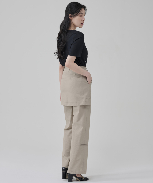 HYEYEONG KIM（ヘヨン キム）の「ナイロンスカートレイヤードトラウザー-ベージュ（スラックス・レディース・その他・SMALL/MEDIUM/LARGE）」の3枚目の写真