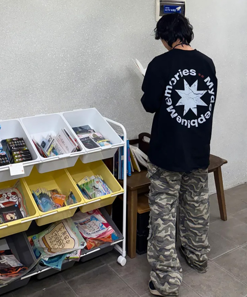 mydeepbluememories（マイディープブルーメモリーズ）の「MM CRACK ROUND LOGO LONG SLEEVE TEE(BLACK)（Tシャツ/カットソー・レディース・ブラック・FREE）」の5枚目の写真