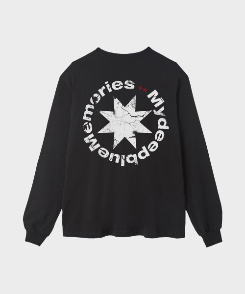 mydeepbluememories（マイディープブルーメモリーズ）の「MM CRACK ROUND LOGO LONG SLEEVE TEE(BLACK)（Tシャツ/カットソー・レディース・ブラック・FREE）」の6枚目の写真