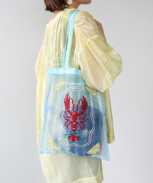 Three Four Time（ｽﾘｰﾌｫｰﾀｲﾑ）の「【Casselini】チュール刺繍トート（トートバッグ・レディース・ブルー/ブラック/アイボリー/レッド・FREE）」の3枚目の写真