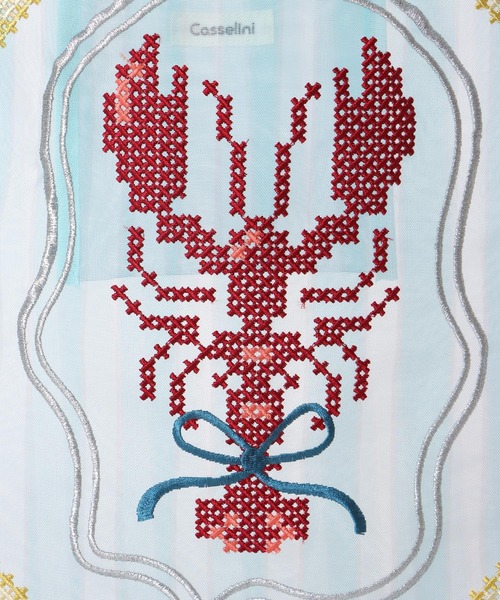 Three Four Time（ｽﾘｰﾌｫｰﾀｲﾑ）の「【Casselini】チュール刺繍トート（トートバッグ・レディース・ブルー/ブラック/アイボリー/レッド・FREE）」の10枚目の写真