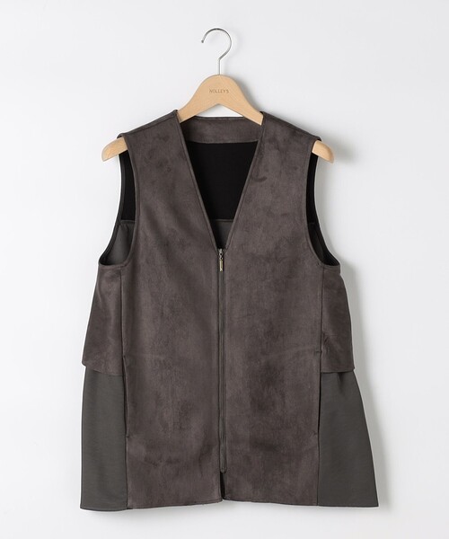 MICO COULIER（ミコクリエ）の「《セレモニー対応》ダブルフェイスフェイクスエードジレ（ブルゾン・レディース・グレイッシュベージュ/チャコールグレー・38）」の6枚目の写真