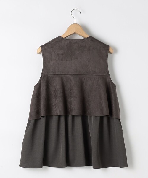 MICO COULIER（ミコクリエ）の「《セレモニー対応》ダブルフェイスフェイクスエードジレ（ブルゾン・レディース・グレイッシュベージュ/チャコールグレー・38）」の5枚目の写真