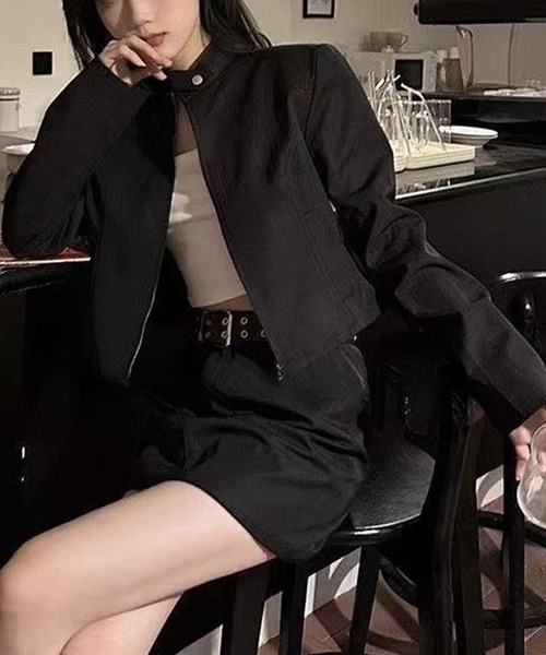 WEGO（ウィゴー）の「WEGO/Y2Kスリムクロップドジャケット（ノーカラージャケット・レディース・ブラック・LARGE/MEDIUM）」の9枚目の写真