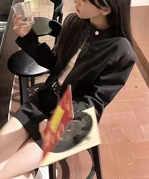 WEGO（ウィゴー）の「WEGO/Y2Kスリムクロップドジャケット（ノーカラージャケット・レディース・ブラック・LARGE/MEDIUM）」の10枚目の写真