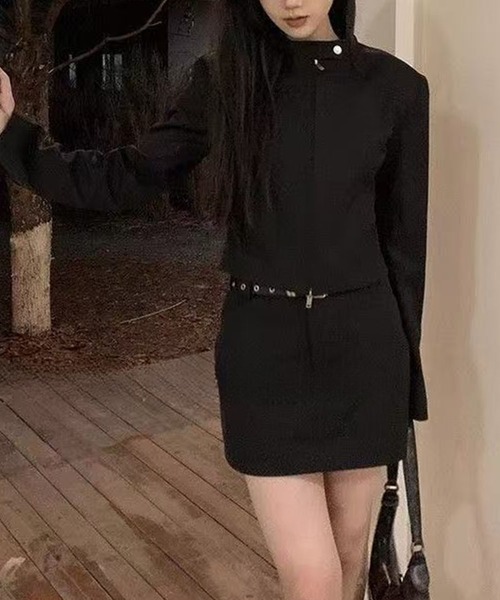 WEGO（ウィゴー）の「WEGO/Y2Kスリムクロップドジャケット（ノーカラージャケット・レディース・ブラック・LARGE/MEDIUM）」の11枚目の写真