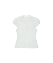 Sheer cap sleeve blouse - white