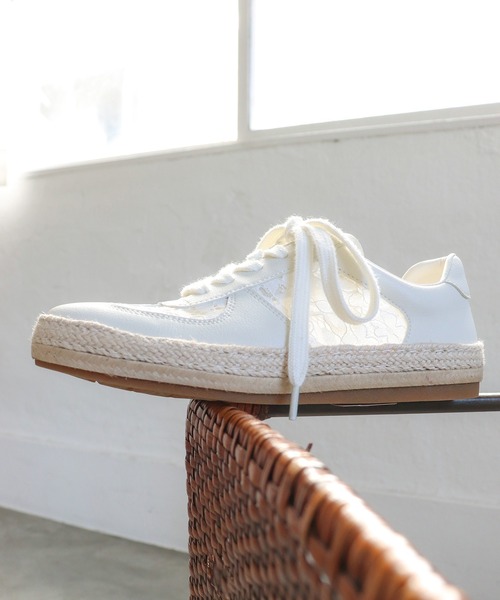 あしながおじさん（アシナガオジサン）の「ジュートメッシュスニーカー　5110003（スニーカー・レディース・ブラック/オフホワイト・23.5cm/23cm/22.5cm/24.5cm/24cm）」の7枚目の写真