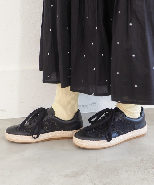あしながおじさん（アシナガオジサン）の「ジュートメッシュスニーカー　5110003（スニーカー・レディース・ブラック/オフホワイト・23.5cm/23cm/22.5cm/24.5cm/24cm）」の14枚目の写真