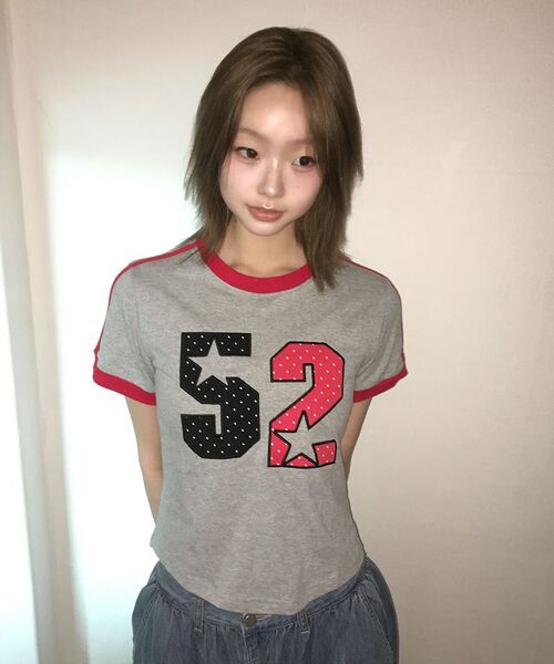 AMESWORLDWIDE（アメスワールドワイド）の「A NUMBERING LINETAPE DOT TEE GREY（Tシャツ/カットソー・レディース・その他・FREE）」の6枚目の写真