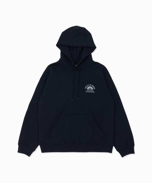 HELLO SUNRISE(ハローサンライズ)の「HS Logo Hoodie_Navy(パーカー・レディース・ネイビー・SMALL/MEDIUM/LARGE)」の1枚目の写真