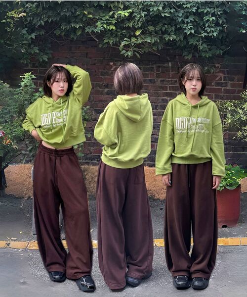 DANGLEDROP(ダングルドロップ)の「DGDP YOU NEED刺繍クロップフードオリーブグリーン(パーカー・レディース・その他・S/M)」の8枚目の写真