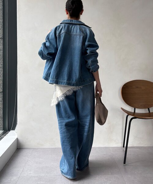 DouDou（ドゥドゥ）の「ショート丈アシメレースキャミ（シャツ/ブラウス・レディース・グレー/ブラック/アイボリー・FREE）」の8枚目の写真