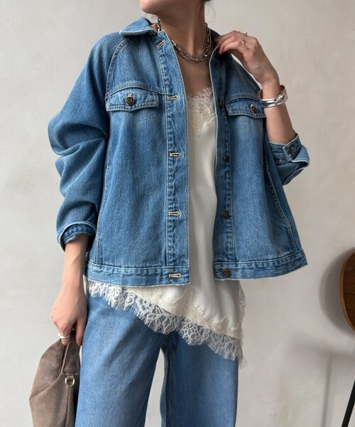 DouDou（ドゥドゥ）の「ショート丈アシメレースキャミ（シャツ/ブラウス・レディース・グレー/ブラック/アイボリー・FREE）」の12枚目の写真