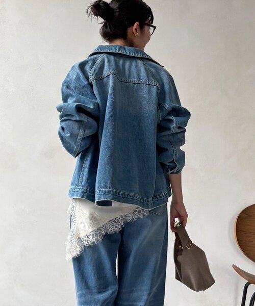 DouDou（ドゥドゥ）の「ショート丈アシメレースキャミ（シャツ/ブラウス・レディース・グレー/ブラック/アイボリー・FREE）」の13枚目の写真