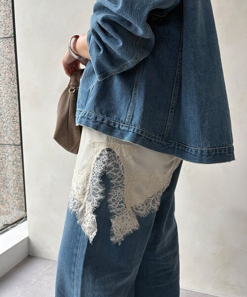 DouDou（ドゥドゥ）の「ショート丈アシメレースキャミ（シャツ/ブラウス・レディース・グレー/ブラック/アイボリー・FREE）」の14枚目の写真