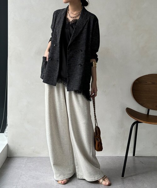 DouDou（ドゥドゥ）の「ショート丈アシメレースキャミ（シャツ/ブラウス・レディース・グレー/ブラック/アイボリー・FREE）」の18枚目の写真