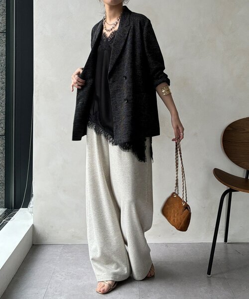 DouDou（ドゥドゥ）の「ショート丈アシメレースキャミ（シャツ/ブラウス・レディース・グレー/ブラック/アイボリー・FREE）」の19枚目の写真