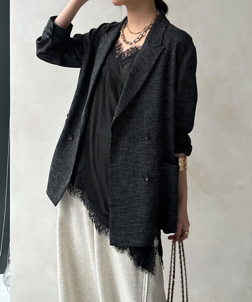 DouDou（ドゥドゥ）の「ショート丈アシメレースキャミ（シャツ/ブラウス・レディース・グレー/ブラック/アイボリー・FREE）」の22枚目の写真