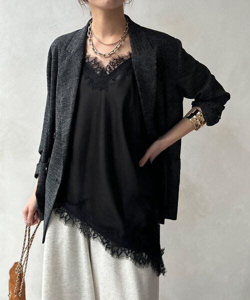 ショート丈アシメレースキャミ（シャツ/ブラウス）｜DouDou（ドゥドゥ