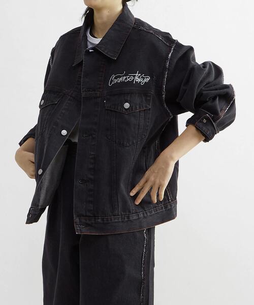 CONVERSE TOKYO(コンバーストウキョウ)の「DENIM SWITCHING JACKET(デニムジャケット・レディース・ブラック/インディゴブルー・MEDIUM/SMALL)」の1枚目の写真